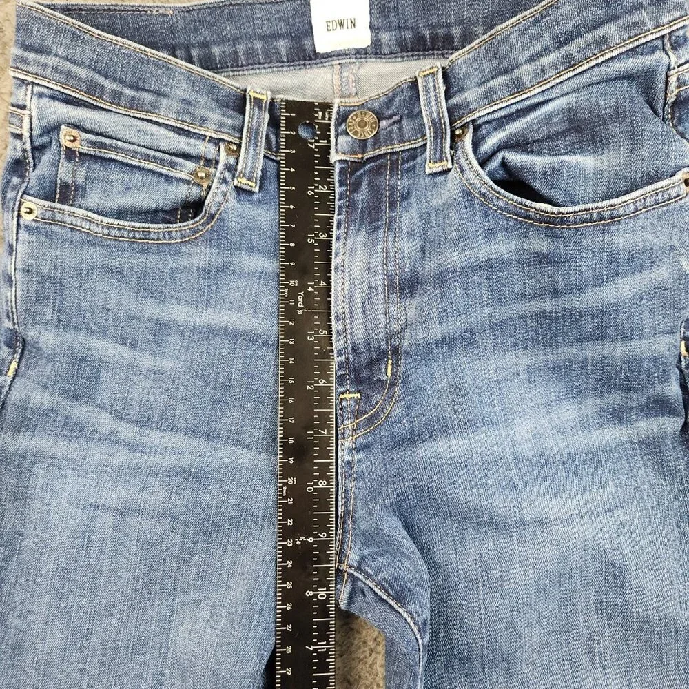Edwin Bree Jeans Women's Size 26 Deja Blue Classic Straight Leg Mid Rise Ankle - Picture 8 of 12